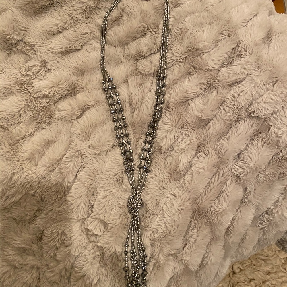 White House Black Market Silver Beaded Necklace